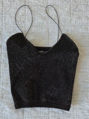 Free People Intimately Black Metallic Sparkle Crop Bralette